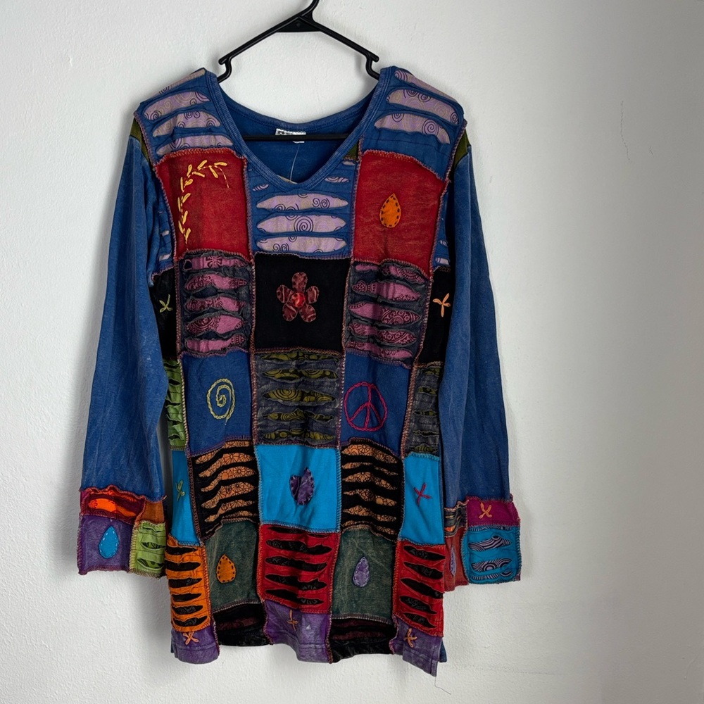 NWT India Boutique Patchwork Art Embroidered Tuni… - image 1